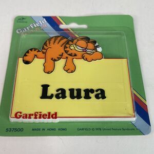 NEW Vintage Garfield Name Plate Laura 1978 RARE, Sealed, Yellow